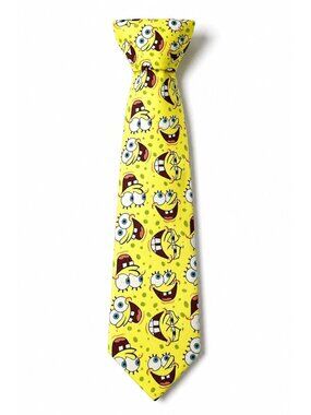 2004 Nickelodeon SpongeBob SquarePants Men’s Neck Tie Yellow Cartoon Novelty Tie